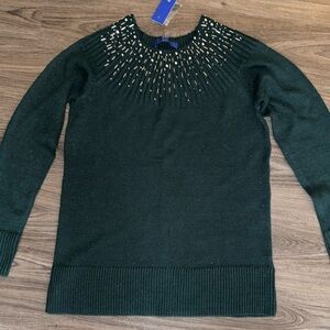 Green jeweled sweater BNew M